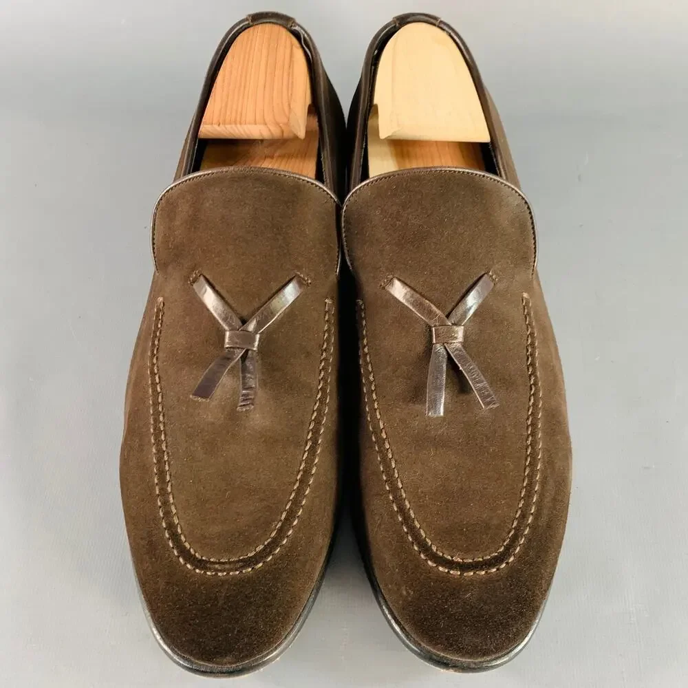 Gucci Dark Brown Suede Tassel Slip-On Loafers